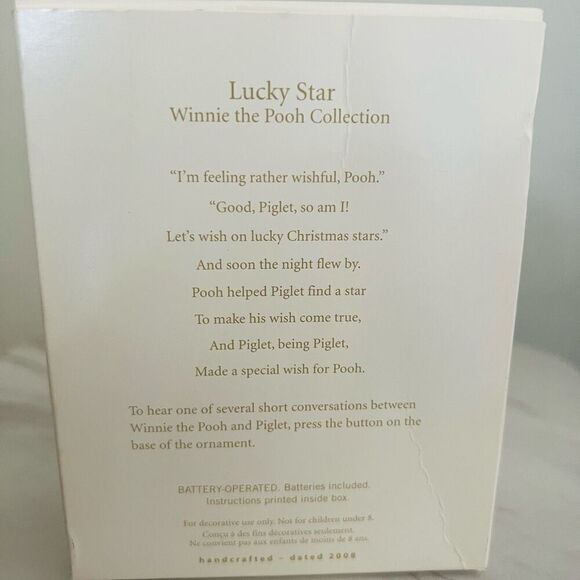 Hallmark Keepsake 2008" Lucky Star Winnie The Pooh Singing‎ Collection Christmas - Picture 7 of 14